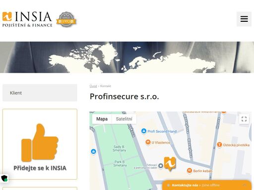 insia a.s. praha. jste makléř nebo zájemce o pojištění? kontaktujte naše specialisty nebo se na nás obraťte přes kontaktní formulář.
