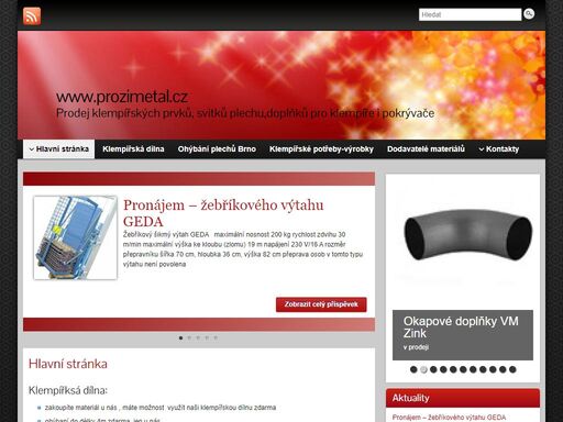 prodej velkoobchodního i maloonchodního sortimentu pro obor stavební klempířství a pokrývačství.