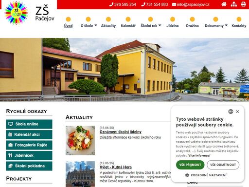 základní škola pačejov – informace pro žáky i rodiče. školní jídelna, družina.