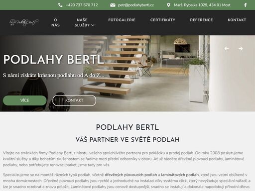firma podlahy bertl se zabývá pokládkou podlah v mostě a okolí. položíme vám dřevěné, vinylové, plovoucí, pvc a laminátové, ale i koberce nebo obložení schodů.