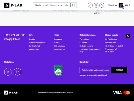 p-lab = potřeby pro laboratoř, chemikálie, life science, nábytek