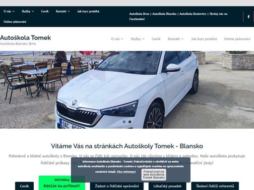autoškola tomek - blansko, nabízí řidičský průkaz b, řidičák na automat, řidičák na motorku, vrácení řidičského průkazu i kondiční jízdy za přijatelné ceny s přátelským přístupem.
