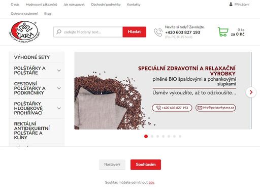 zdravotní a relaxační výrobky plněné bio špaldovými a pohankovými slupkami.