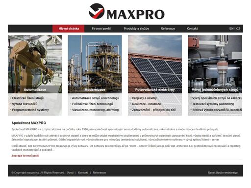 maxpro - společnost zabývající se elektronikou, elektrotechnikou a automatizací