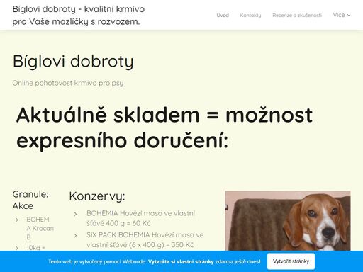 online pohotovost krmiva pro psy