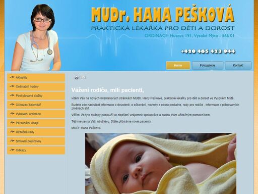 mudr. hana pešková - praktická lékařka pro děti a dorost. vysoké mýto