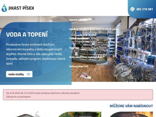 společnost jikast prezentuje své služby v oblasti instalatérských, topenářských a vodárenských služeb a kotlů
