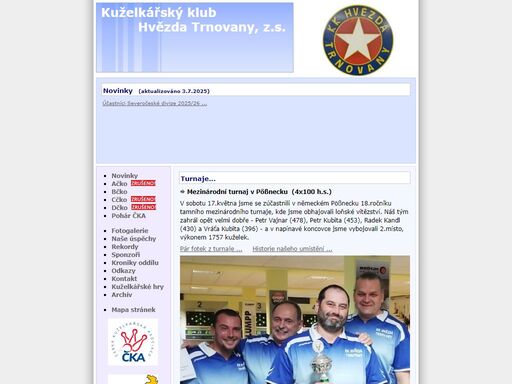 oficiální stránky kuželkářského klubu hvězda trnovany, kde naleznete informace o aktuálním dění, ale také mnoho zajímavostí z historie.