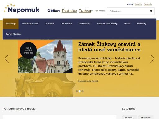 oficiální online prezentace města nepomuk, rodiště svatého jana nepomuckého a městského úřadu v nepomuku v plzeňském kraji, plzeň-jih.