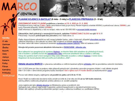 plavani kojencu a batolat, bazen, hlidani, skolka, plavecke kurzy, deti, detska skupina, plavani, fitness, wellness, sauna, cviceni, aquaaerobic, marco