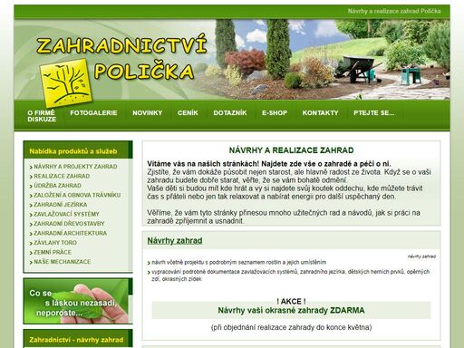  zahradnictví polička. návrhy a realizace okrasných zahrad. profesionální přístup a kvalita odvedené práce je jistota pro vaši zahradu. s námi vždy ušetříte.