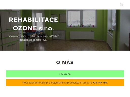 rehabilitace ozone, jsme nestátní ambulanční zdravotnické zařízení, které pracuje v oboru fyziatrie, balneologie a léčebné rehabilitace.