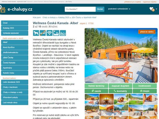 wellness česká kanada? ubytování albeř v jižních čechách. apartmán k pronajmutí: kapacita 2 až 16 osob - 6 ložnic. provoz: léto, víkendové pobyty.