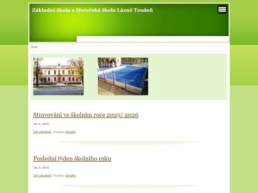 domovské stránky školy v lázních toušeni