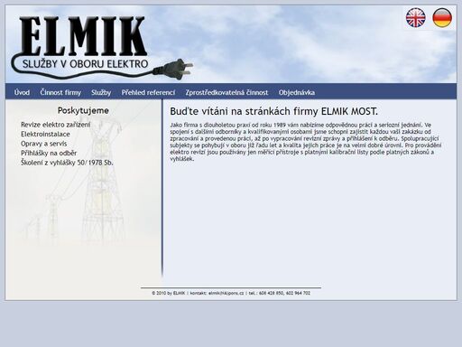 elmik most, služby v oboru elektro: revize nn a vn, hromosvodů, strojů, spotřebičů, školení z vyhl. 50/1978 sb.