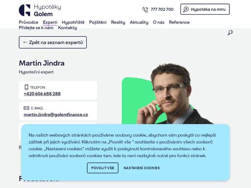 potřebujete pomoc s financováním nového bydlení? kontaktujte hypotečního experta martin jindra, tel. +420 606 688 288, který vám pomůže nejen s hypotékou.