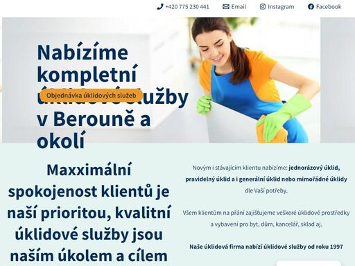 profesionální a precizní úklid v berouně pro váš domov i kancelář. nabízíme jednorázový, pravidelný i generální úklid, mytí oken a čištění koberců