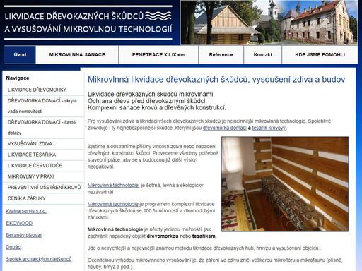 mikrovlnná likvidace dřevokazných škůdců, vysoušení zdiva a budov 