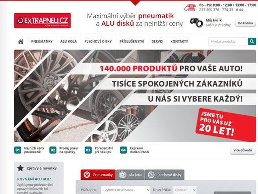 internetový obchod s pneu na všechny vozy, alu koly, ocelovými disky, autodoplňky, levný pneuservis praha, poradenství, možnost nákupu na splátky, pneu akce, rychlé dodání po celé čr!