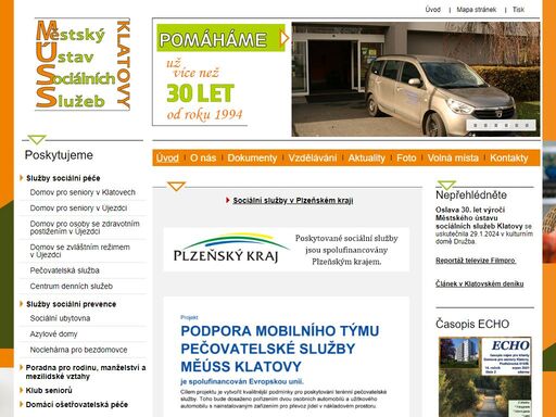 domovy pro seniory a osoby se zdravotním postižením, centrum denních služeb klatovy, domácí ošetřovatelské péče, poradenské služby, klubu seniorů