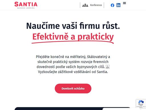 santia, spol. s r. o., vznikla v roce 1998 a navázala na aktivity paeddr. květoslavy santlerové. santia patří mezi nejvýznamnější vzdělávací firmy v oblasti finančního sektoru, energetiky a dalších služeb se zaměřením na klientská a kontaktní centra, pobočky, obchodníky a management. jako zastánci blended learningu, zážitkových kurzů a propojujeme svět klasických tréninků a moderních forem rozvoje.