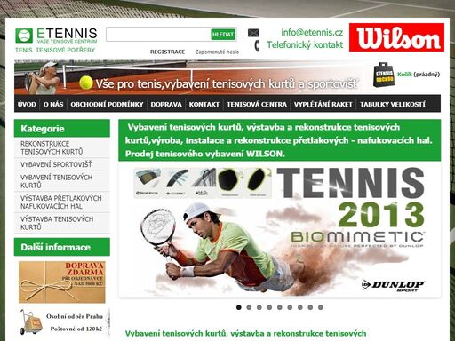 eshop, wilson, obchod s tenisovými potřebami a raketami.