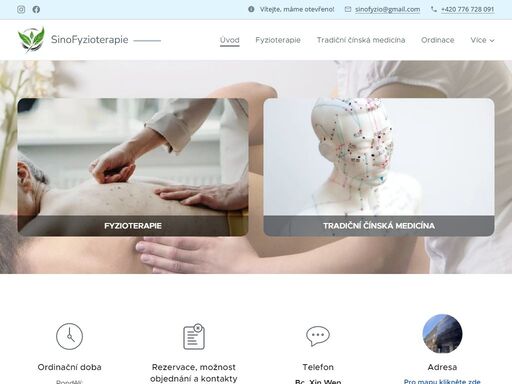 fyzioterapie (individuální cvičení, sestavení cvičebního plánu, zdravotní masáže, kineziotaping, metoda ludmily mojžíšové, fyzioterapie pro ženy, po porodu, péče o jizvu), tradiční čínská medicína, akupunktura, konzultace, baňkování, tuina (léčebná masáž)