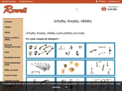 věšáky, úchytky, knopky
