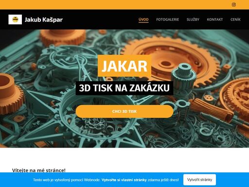 jmenuji se jakub kašpar a věnuji se zakázkovému 3d tisku, umělecké tvorbě, a laserovému gravírování/kalení.