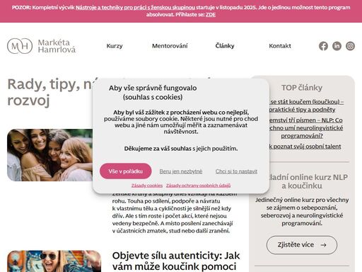 čeká vás praktická výuka koučinku a mimořádně efektivních technik osobnostního rozvoje na základě 25 let praxe a nejnovějších výzkumů.