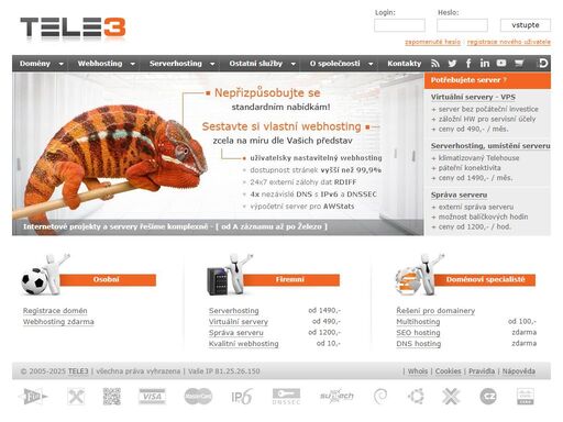 komplexní internetová řešení od tele3 - registrace domén, webhosting, serverhosting, vps, virtuální servery, správa serveru, ssl certifikáty, voip
