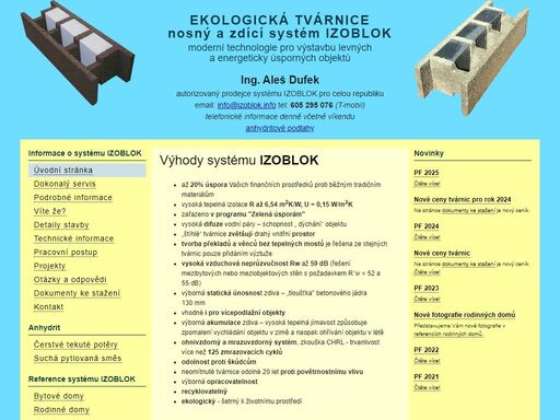 dřevocementová tvárnice izoblok systém - ekologický a ekonomický stavební materiál.