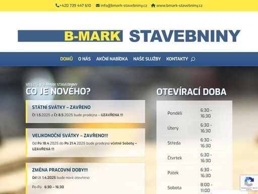 b-mark stavebniny - prodej stavebního materiálu, cihly, tvárnice, pojiva, omítky, fasádní barvy, sádrokarton, izolace, železo