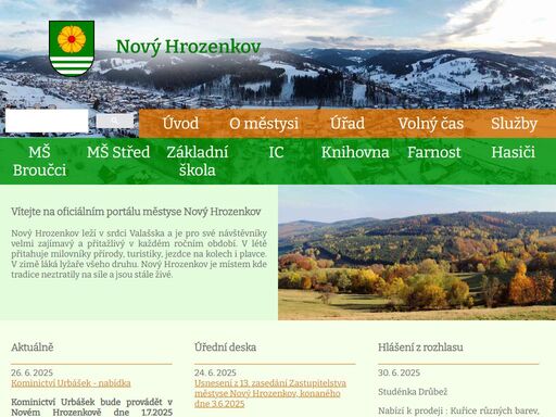 oficiální webová prezentace městyse nový hrozenkov.