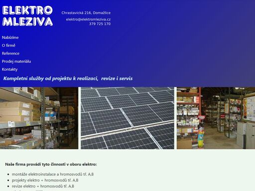 elektromontáže domažlice, elektrické instalace, revize, elektrické přípojky, prodej elektro materiálu
