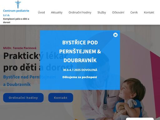 mudr. terezie pecinová | poskytujeme služby praktického lékaře pro děti a dorost v bystřici nad pernštejnem a doubravníku.