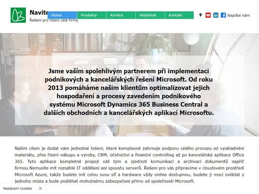 navitec podpoří vaše podnikání s využitím a integrací nástrojů microsoft (dynamics, office 365, azure). váš tým získá řešení pro řízení celé firmy díky erp podnikového systému microsoft dynamics a špičkové komunikační a pracovní nástroje, které mu pomohou k lepším výsledkům.