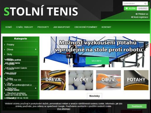 prodej potřeb pro stolní tenis. stolní tenis pelikán.