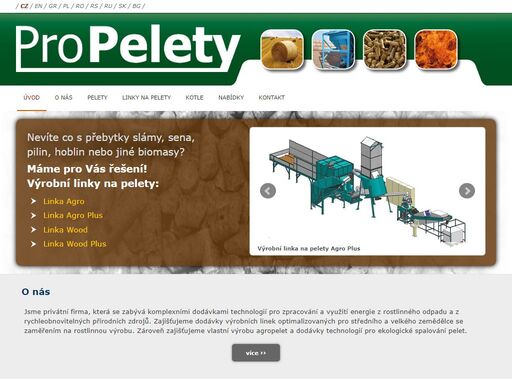 nabízíme linky na pelety, výroba pelet, odběr pelet, 
                  několik tipů peletizačních linek