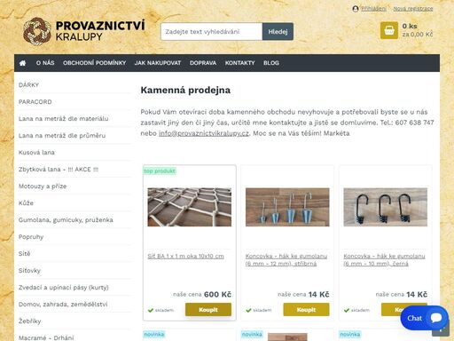 největší výběr provazů pod jednou střechou. šňůry, lana, provazy, gumolana, sítě, motouzy, zvedací a upínací pásy, výrobky z provazů, lanové žebříky, zemědělské provazy, lana na šplh, příslušenství, popruhy, aj.