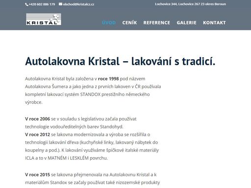inovativní „rychlé materiály“ kristal air a kvalita materiálů standox je zárukou vysoké spokojenosti zákazníků u nás v lochovicích. naše ochota, spolehlivost a v neposlední řadě ceny jsou pozvánkou ke spolupráci s naší autolakovnou.