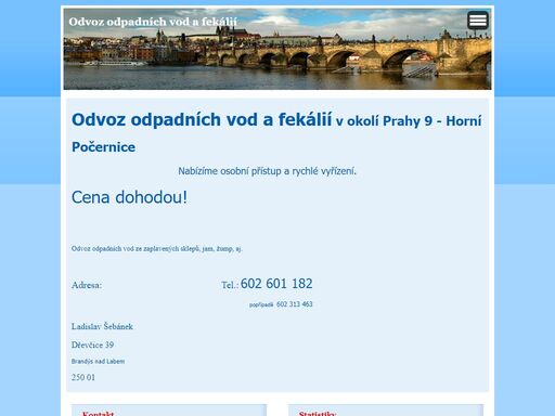 nabídka služby odvozu odpadních vod a fekálií v okolí prahy 9 (horní počernice)