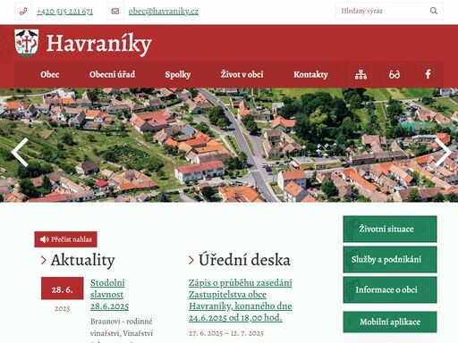 oficiální stránky obce havraníky