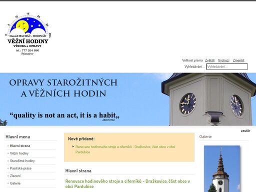  opravy starožitných a věžních hodin. renovace a výroba věrných replik ciferníků věžních hodin včetně bombirování. renovace a opravy atributů věží - báně, kříže, korouhve - včetně zlacení. instalace elektronického pohonu chodu a odbíjení věžních hodin. daniel, macháč, hodinář. opravy, výroba, renovace, starožitných, věžních, zlacení, plátkové, pozlacení, zlatých, kapesních, nástěnných, hodin, ručiček, ruček, hodiny, báně, kopule, věžní, korouhve, pohon, odbíjení, hodiny, kostele, věži, elektrický, repliky, ručičky, ciferníky, číselníky. čištění, bombirování,