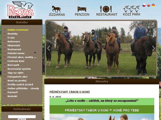 koně, vyjížďky na koních, horse riding, restaurace, restaurant, penzion, ubytovani, tábory pro děti