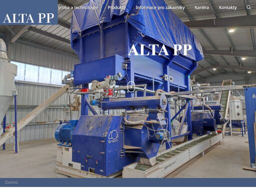 společnost alta pp s.r.o., která je součástí skupiny alta, se zabývá výrobou prodejem dřevěných pelet vyrobených na technologické lince vlastní konstrukce v provozovně, jež se nachází v areálu společnosti diamo s.p. v dolní rožínce.aktuálně jsou vyráběné pelety průměru 6 mm v kvalitě a2 a a1.