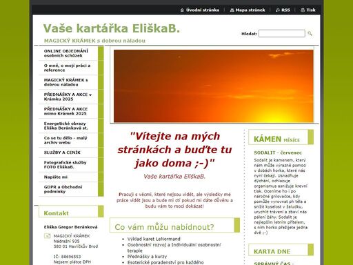 výklad karet a čištění a harmonizaci čaker používám k řešení problémů svých klientů. čistím prostor od nagací, provádím čarodějnické a bylinné rituály a novinkou v mé praxi je terapie fotografováním, která zvyšuje sebevědomí a sebejistotu. eliška beránková. vysočina, havlíčkův brod, humpolec, jihlava, polná, pohled, 