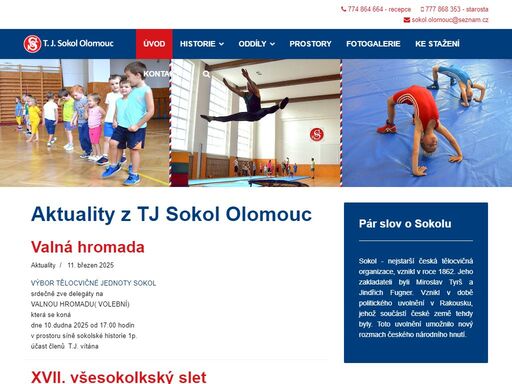 oficiální stránka tělocvičné jednoty sokol olomouc