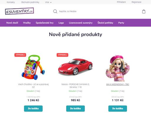 vyberte si z obrovské nabídky hraček  pro holky i kluky | pro nejmenší | hraček na ven a sport | deskových her | lega |  dárkových předmětů | esuvenýry.cz