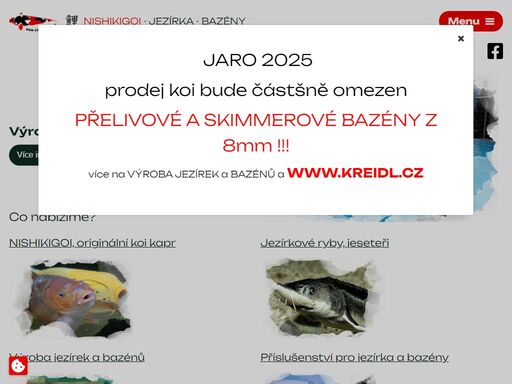 nabízíme originální koi kapry, jezírkové ryby a jesetery. zajistíme i výrobu jezírek a bazénů včetně příslušenství. sdílejte s námi lásku k japonským kaprům.